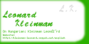 leonard kleinman business card